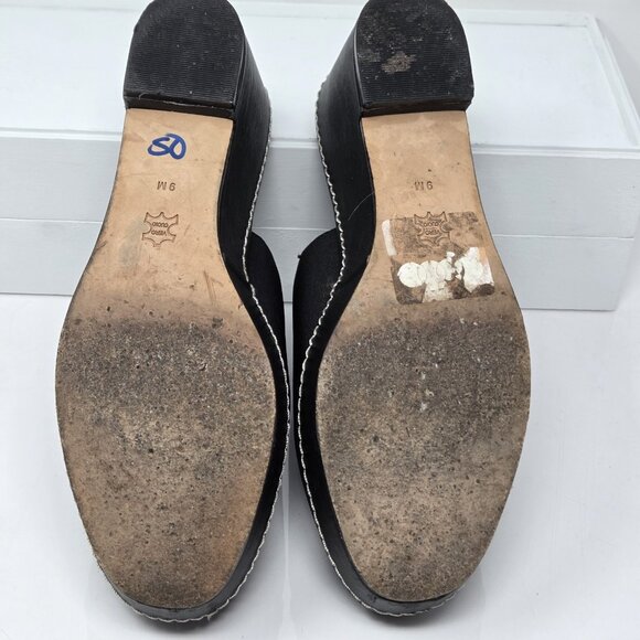 DONALD PLINER Black Mules Platform Wedge Textile Slides Womens 9 Shoes Clog Boho - Picture 9 of 10